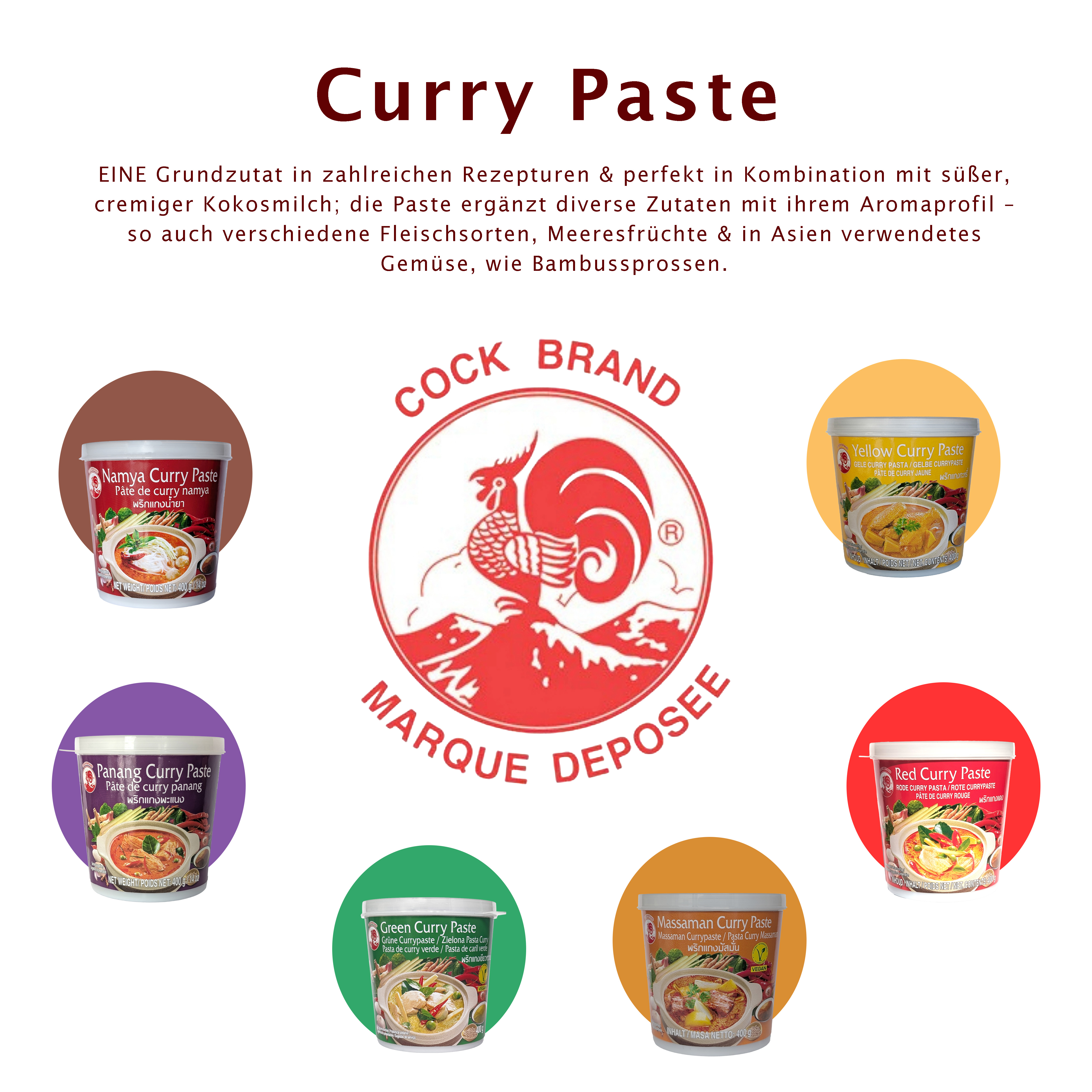 Cock Brand Green Curry Paste 400g Grüne Currypaste für Curry aus Thailand