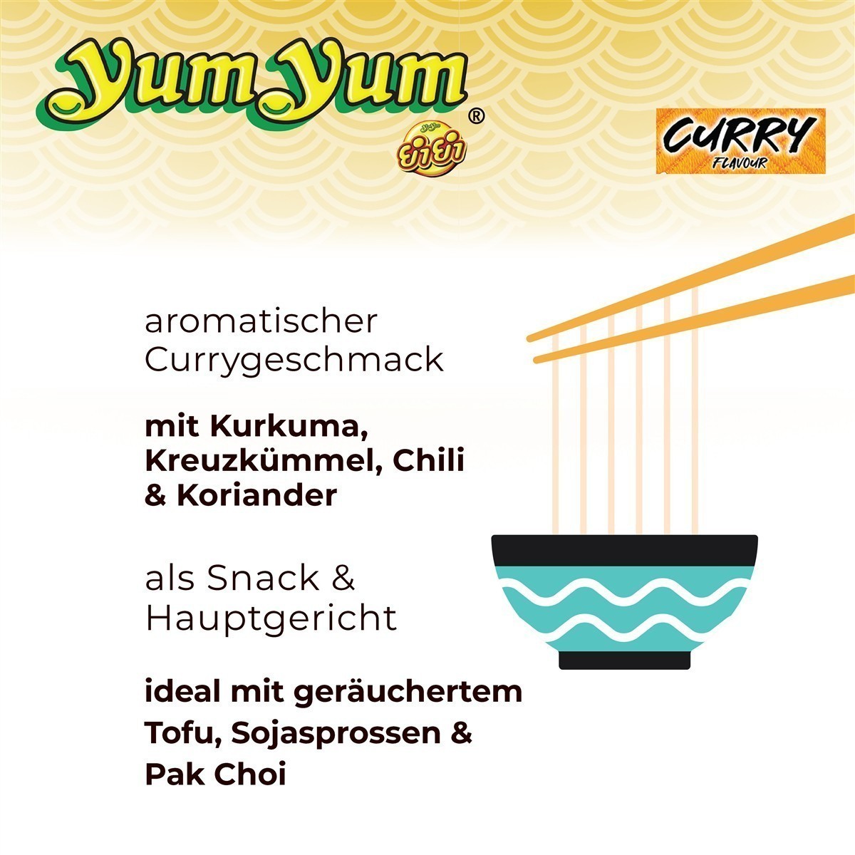 YumYum Curry Flavour 30x 60g Asiatische Instant Nudeln mit Currygeschmack