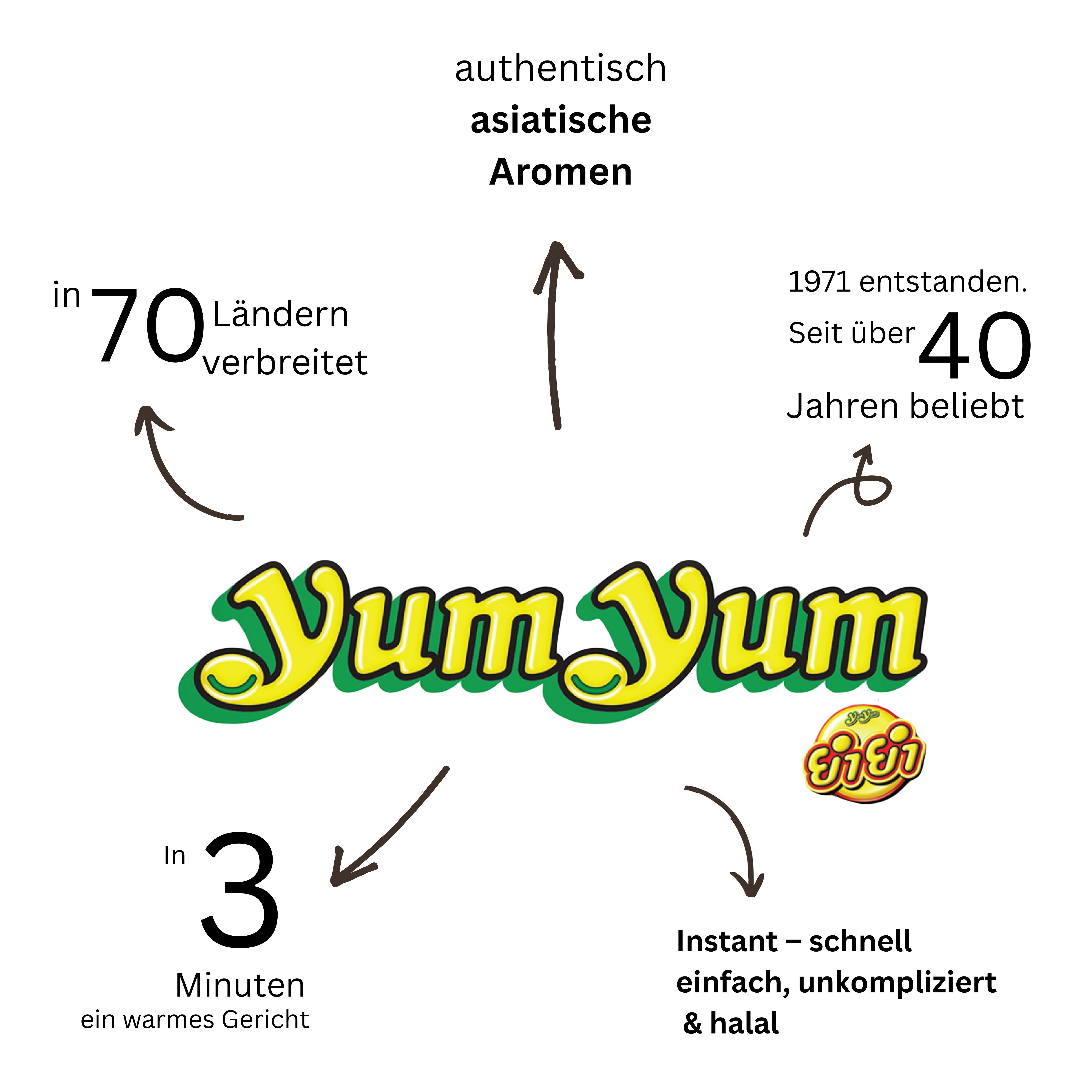 YumYum Curry Flavour 30x 60g Asiatische Instant Nudeln mit Currygeschmack 4er