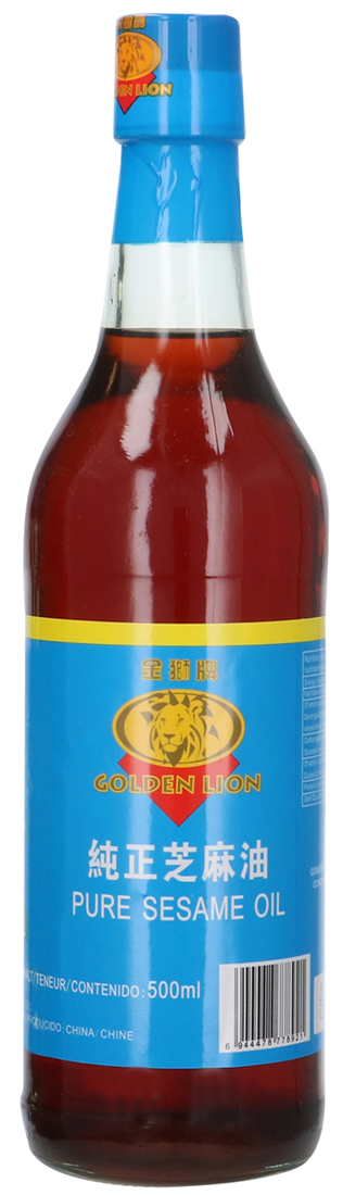 GOLDEN LION Sesamöl 1x 500ml für asiatische Wok-Gerichte, Salate & Gemüsepfannen