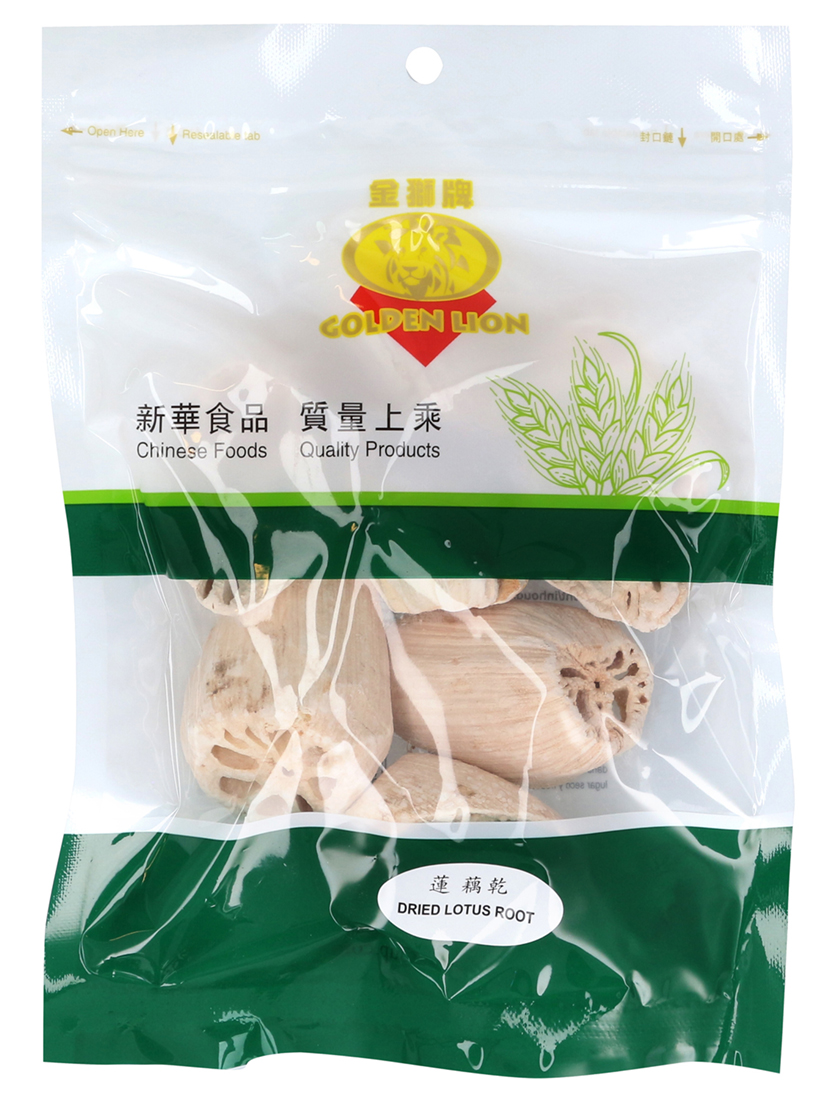 GOLDEN LION Getrocknete Lotuswurzel 1x 150g für Gemüsecurry & frittiert als Snack