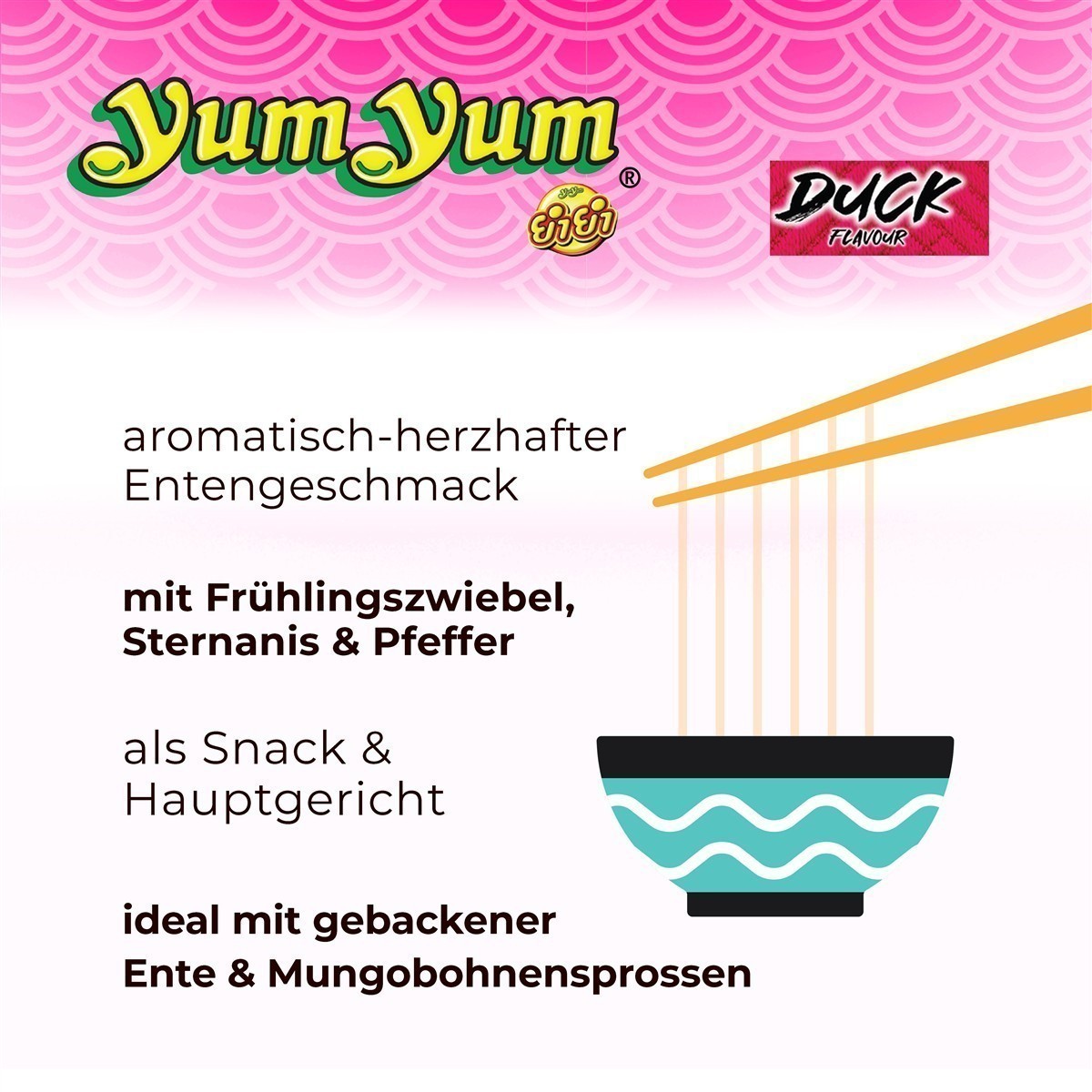 YumYum Duck Flavour 120x 60g Asiatische Instant Nudeln mit Entengeschmack