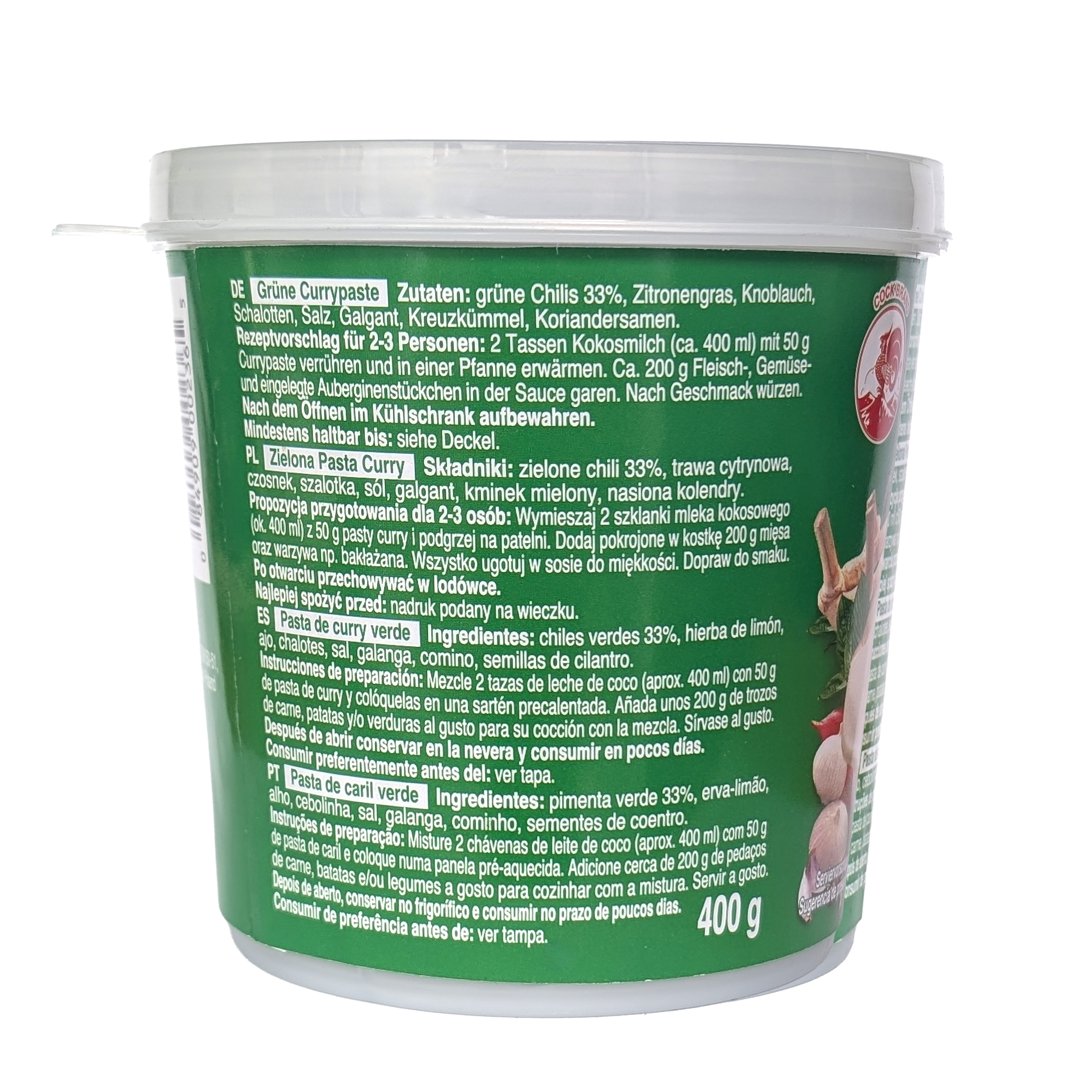 Cock Brand Green Curry Paste 400g Grüne Currypaste für Curry aus Thailand