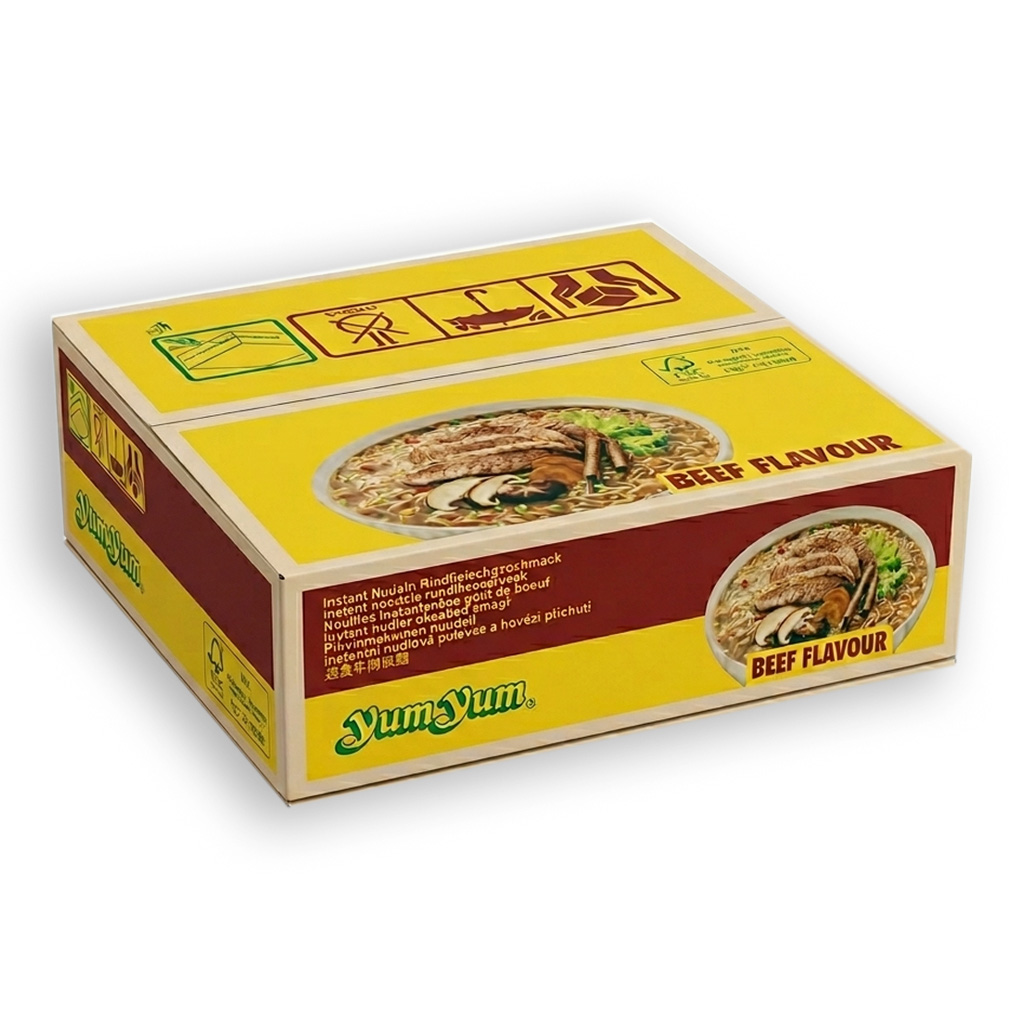 YumYum Beef Flavour 30x60g Asiatische Instant Nudeln mit Rindfleischgeschmack